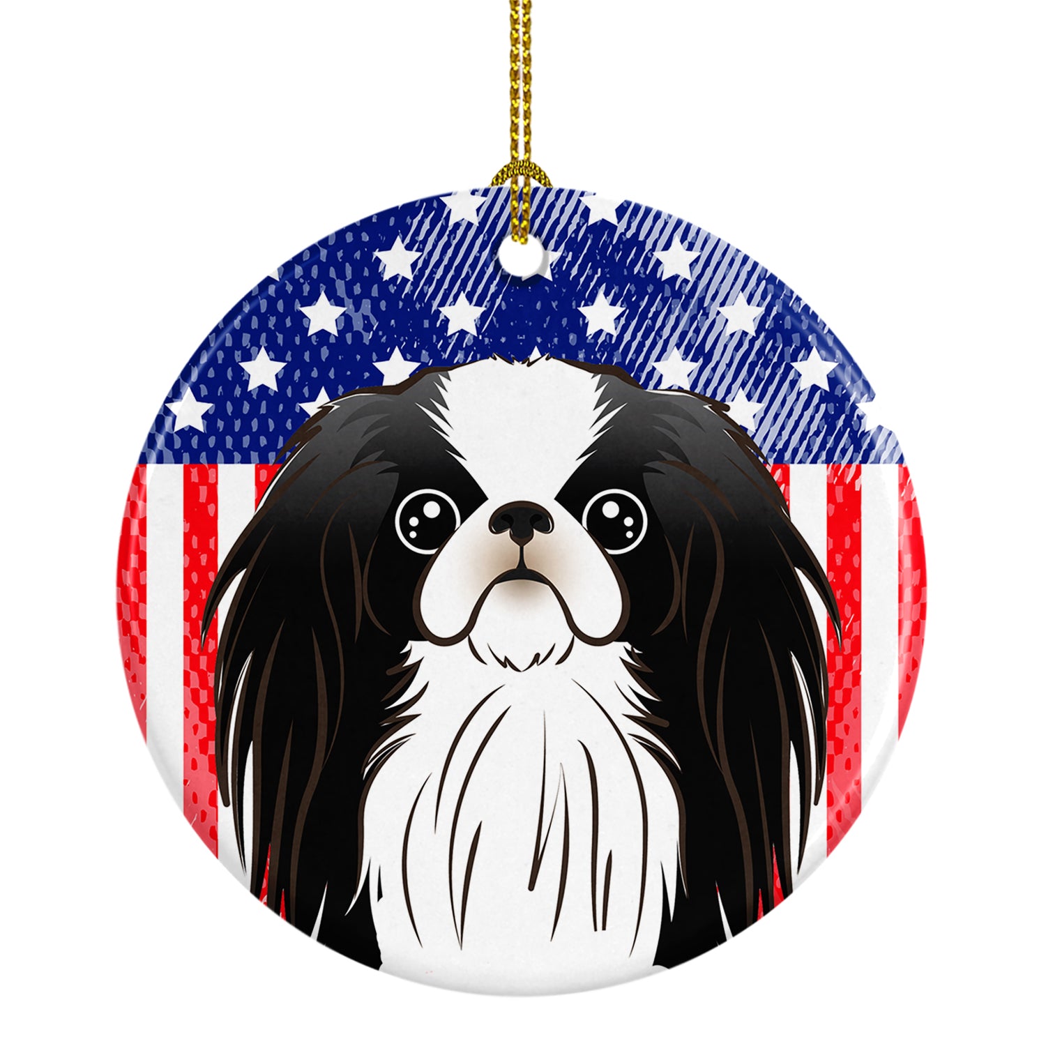 American Flag and Japanese Chin Ceramic Ornament BB2160CO1 - the-store.com