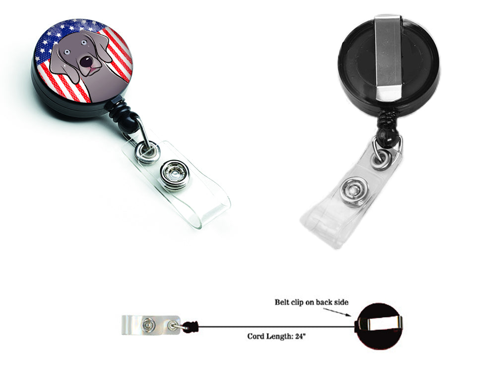 American Flag and Weimaraner Retractable Badge Reel BB2161BR