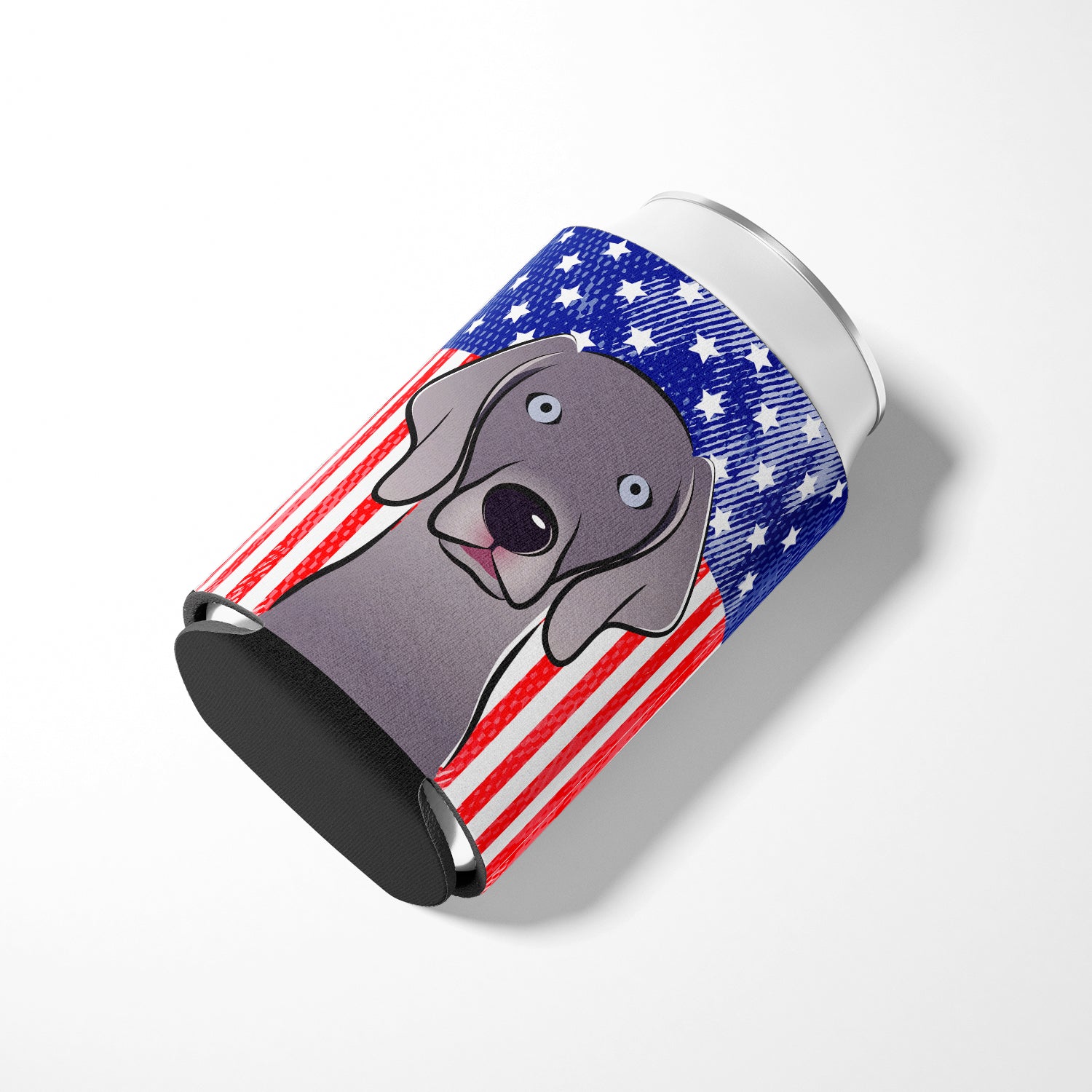 American Flag and Weimaraner Can or Bottle Hugger BB2161CC.