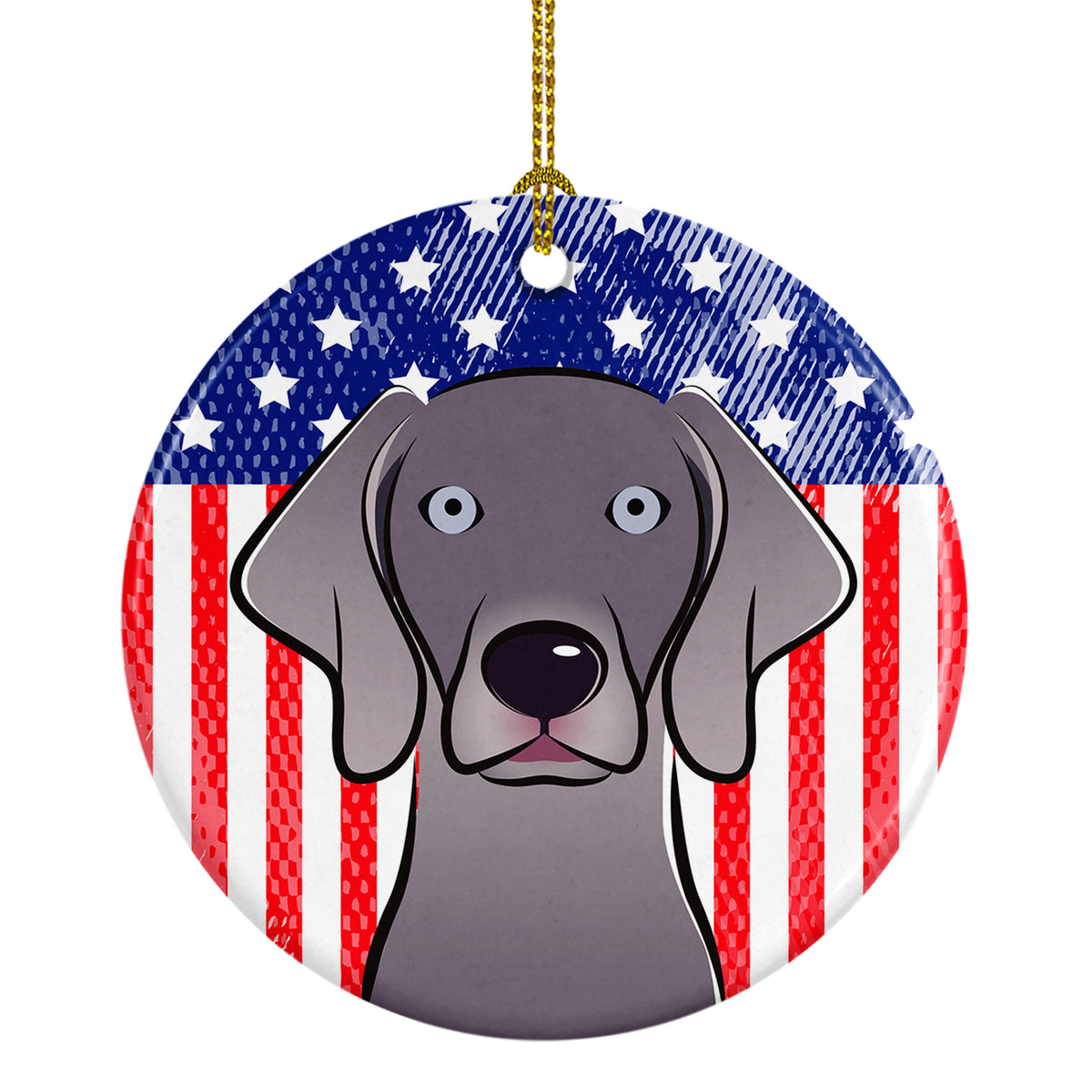 American Flag and Weimaraner Ceramic Ornament BB2161CO1 - the-store.com