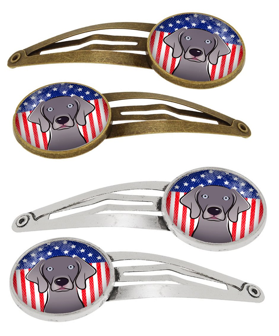 American Flag and Weimaraner Set of 4 Barrettes Hair Clips BB2161HCS4 by Caroline's Treasures