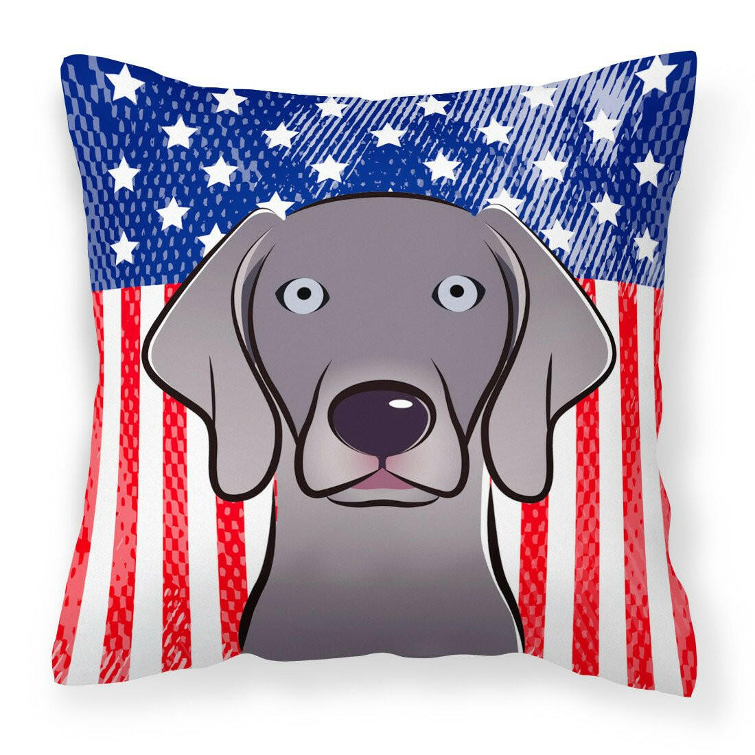 American Flag and Weimaraner Fabric Decorative Pillow BB2161PW1414 - the-store.com