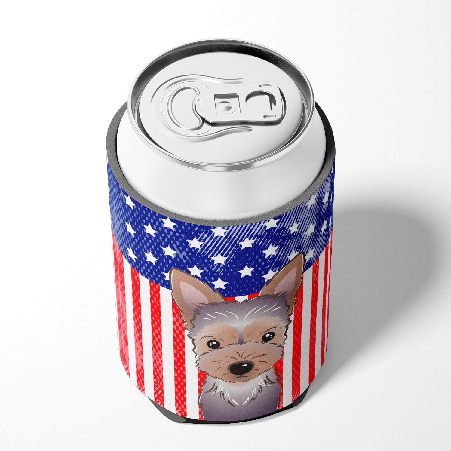 American Flag and Yorkie Puppy Can or Bottle Hugger BB2162CC