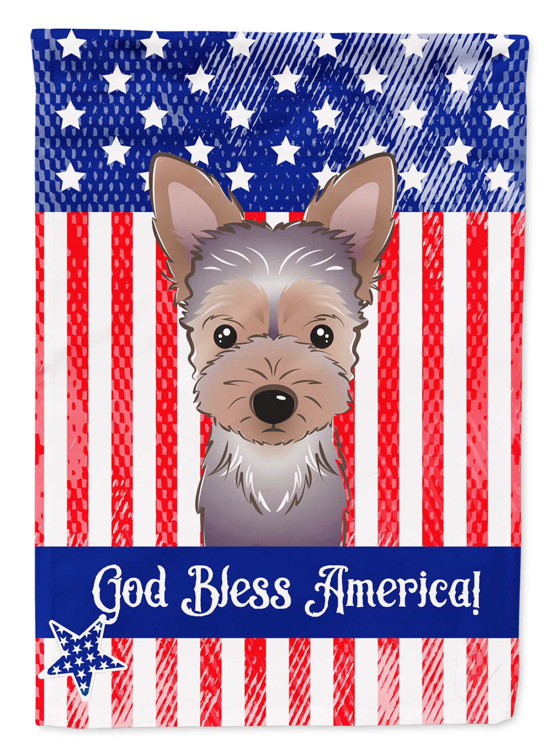 God Bless American Flag with Yorkie Puppy Flag Garden Size BB2162GF
