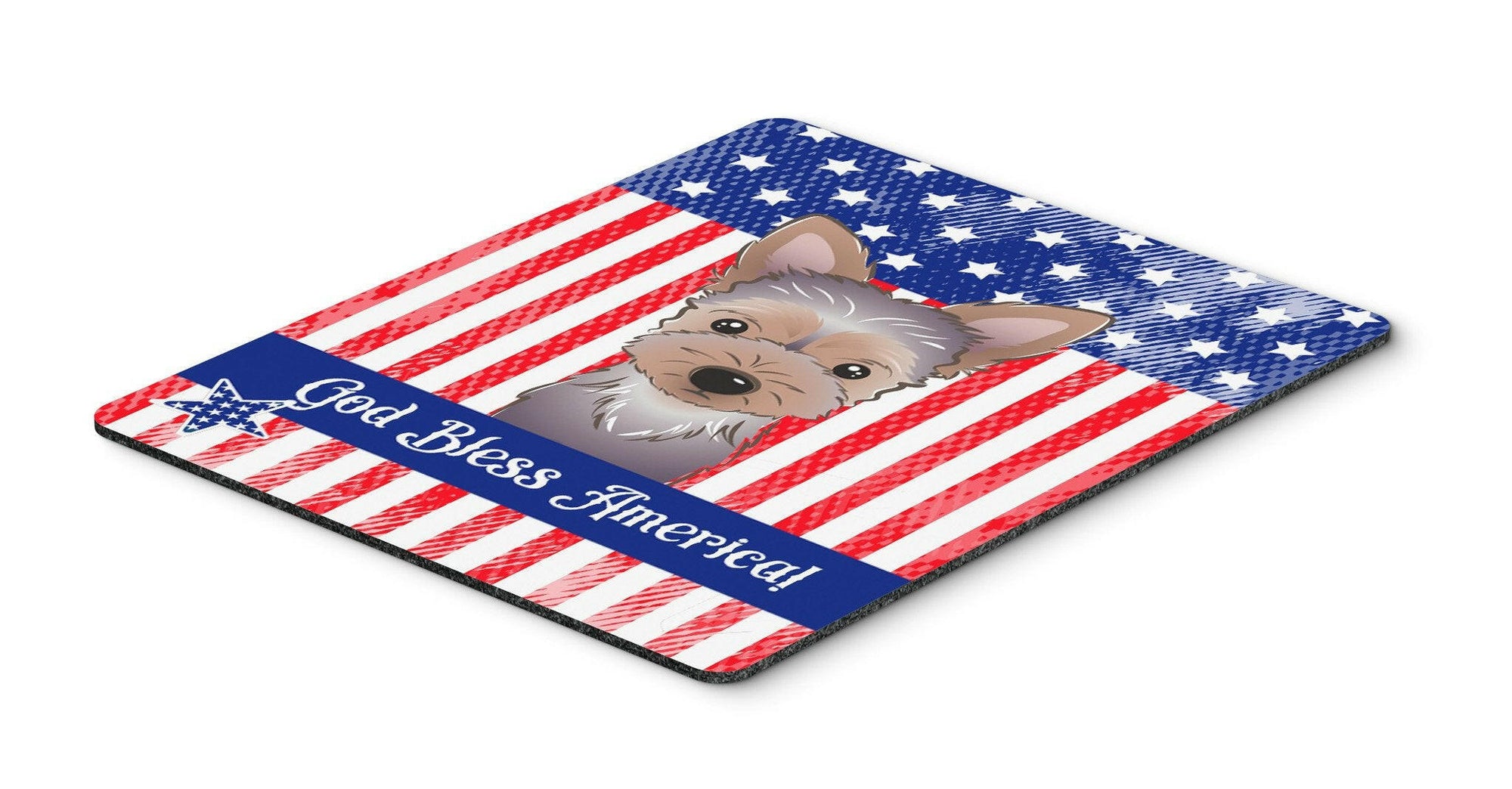 God Bless American Flag with Yorkie Puppy Mouse Pad, Hot Pad or Trivet BB2162MP by Caroline's Treasures