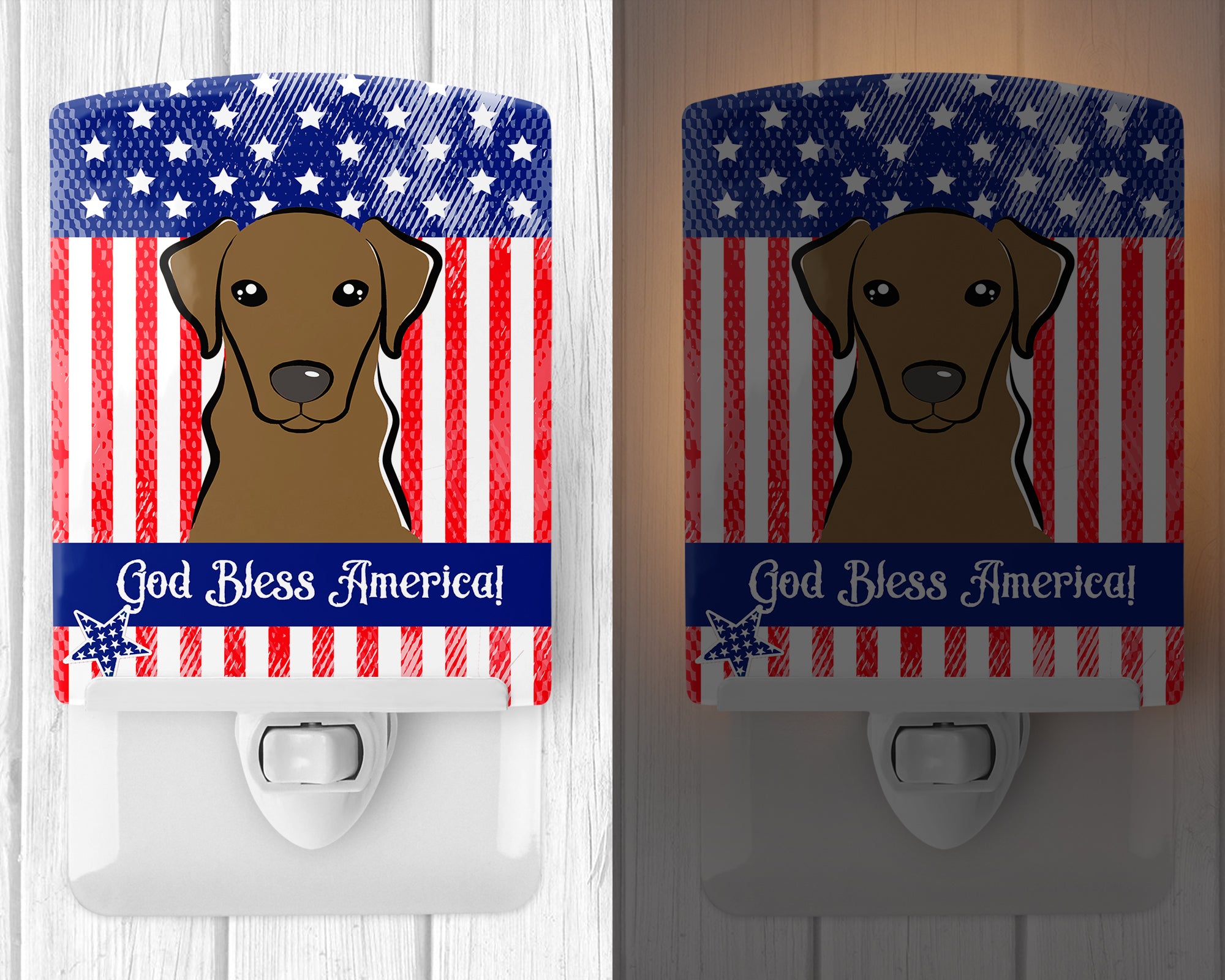 American Flag and Wirehaired Dachshund Ceramic Night Light BB2163CNL - the-store.com