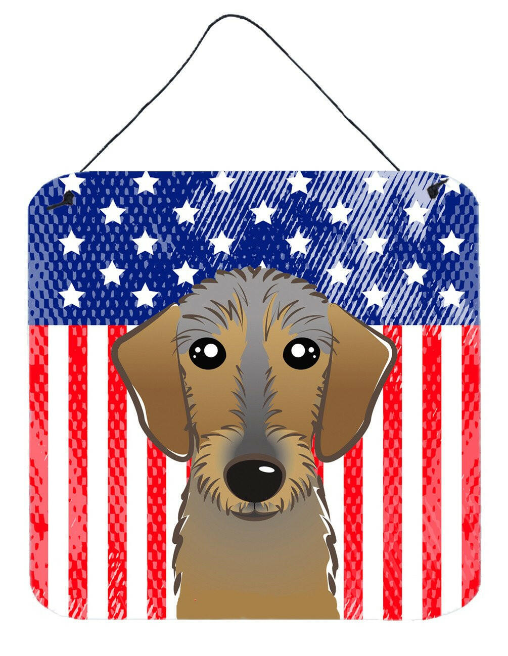 American Flag and Wirehaired Dachshund Wall or Door Hanging Prints BB2163DS66 by Caroline&#39;s Treasures