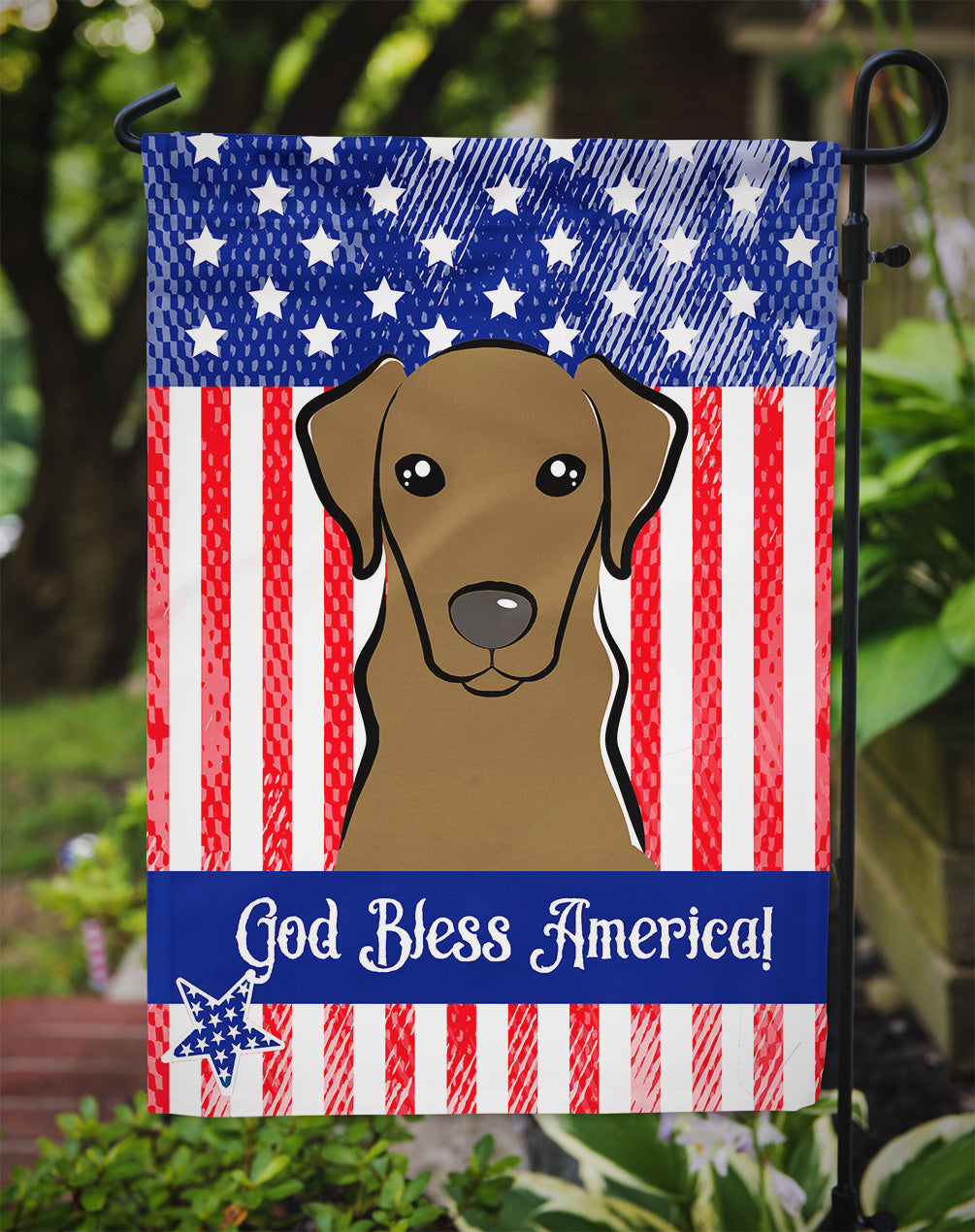God Bless American Flag with Wirehaired Dachshund Flag Garden Size BB2163GF.