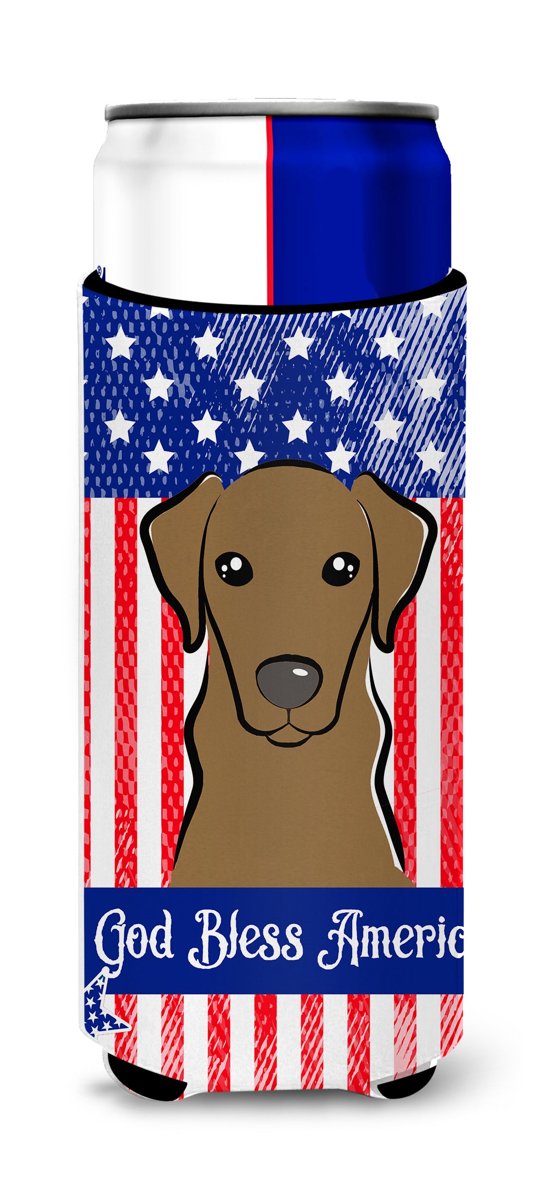 God Bless American Flag with Wirehaired Dachshund  Ultra Beverage Insulator for slim cans BB2163MUK  the-store.com.