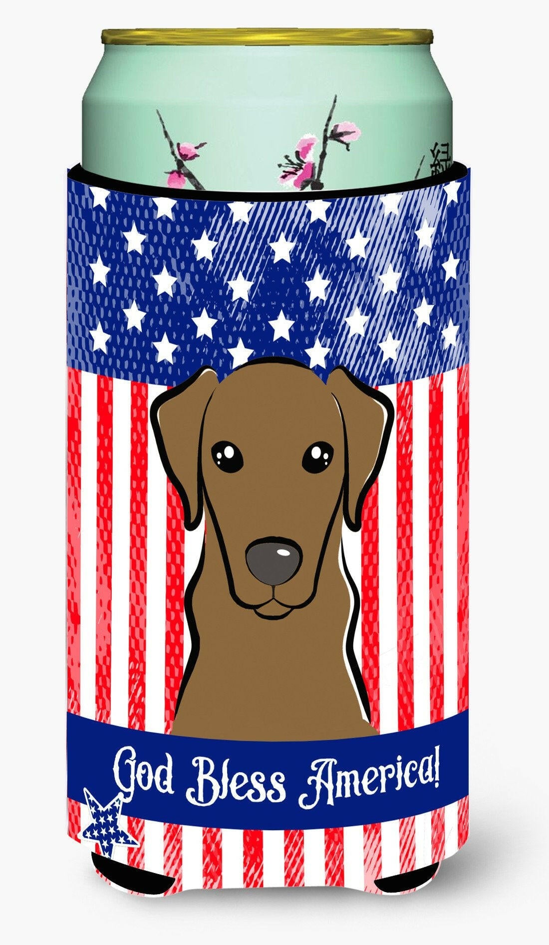 God Bless American Flag with Wirehaired Dachshund Tall Boy Beverage Insulator Hugger BB2163TBC by Caroline's Treasures