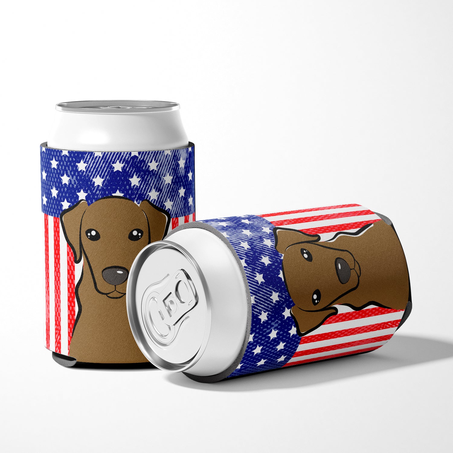American Flag and Chocolate Labrador Can or Bottle Hugger BB2164CC.