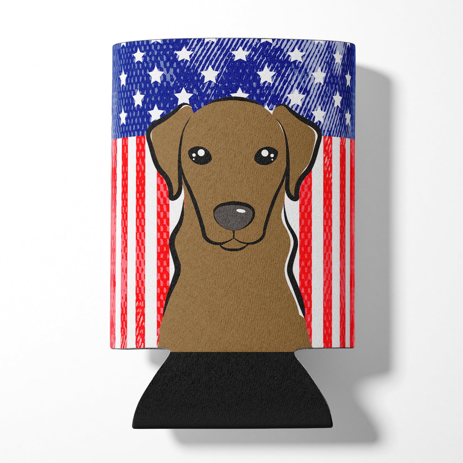 American Flag and Chocolate Labrador Can or Bottle Hugger BB2164CC