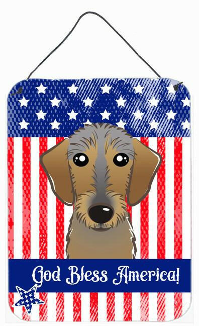 God Bless American Flag with Chocolate Labrador Wall or Door Hanging Prints BB2164DS1216 by Caroline's Treasures