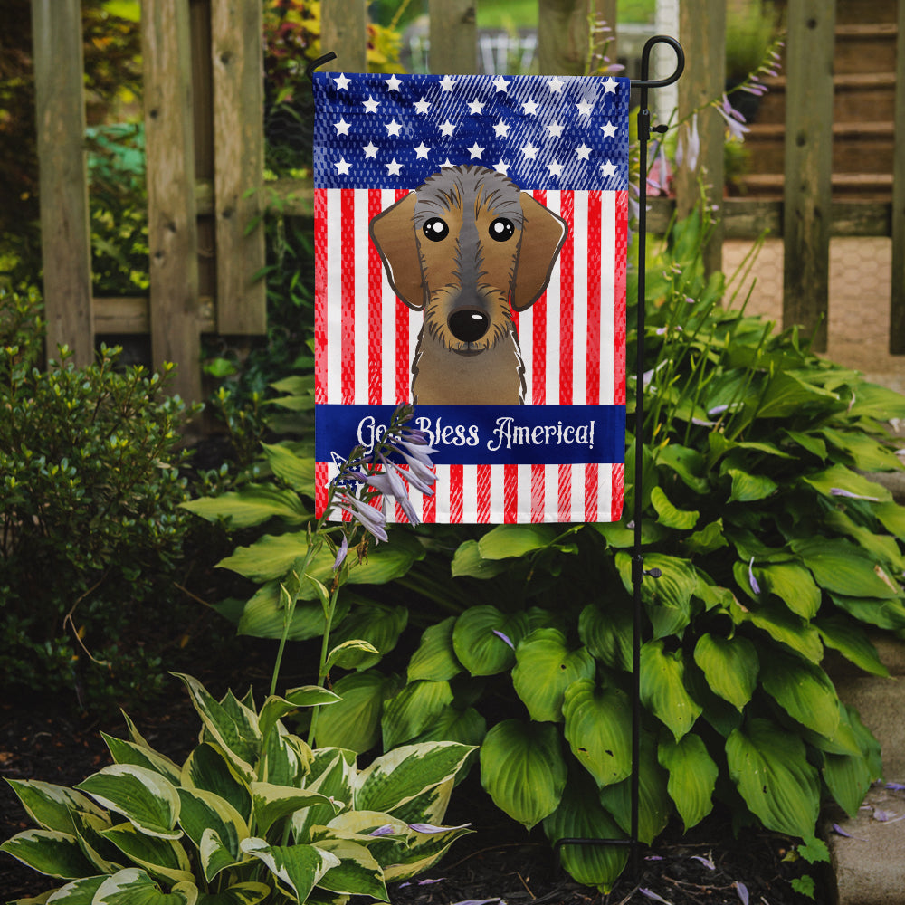 God Bless American Flag with Chocolate Labrador Flag Garden Size BB2164GF.