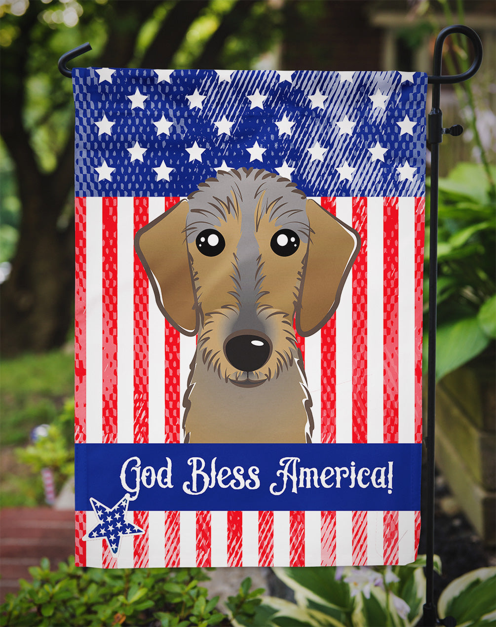 God Bless American Flag with Chocolate Labrador Flag Garden Size BB2164GF