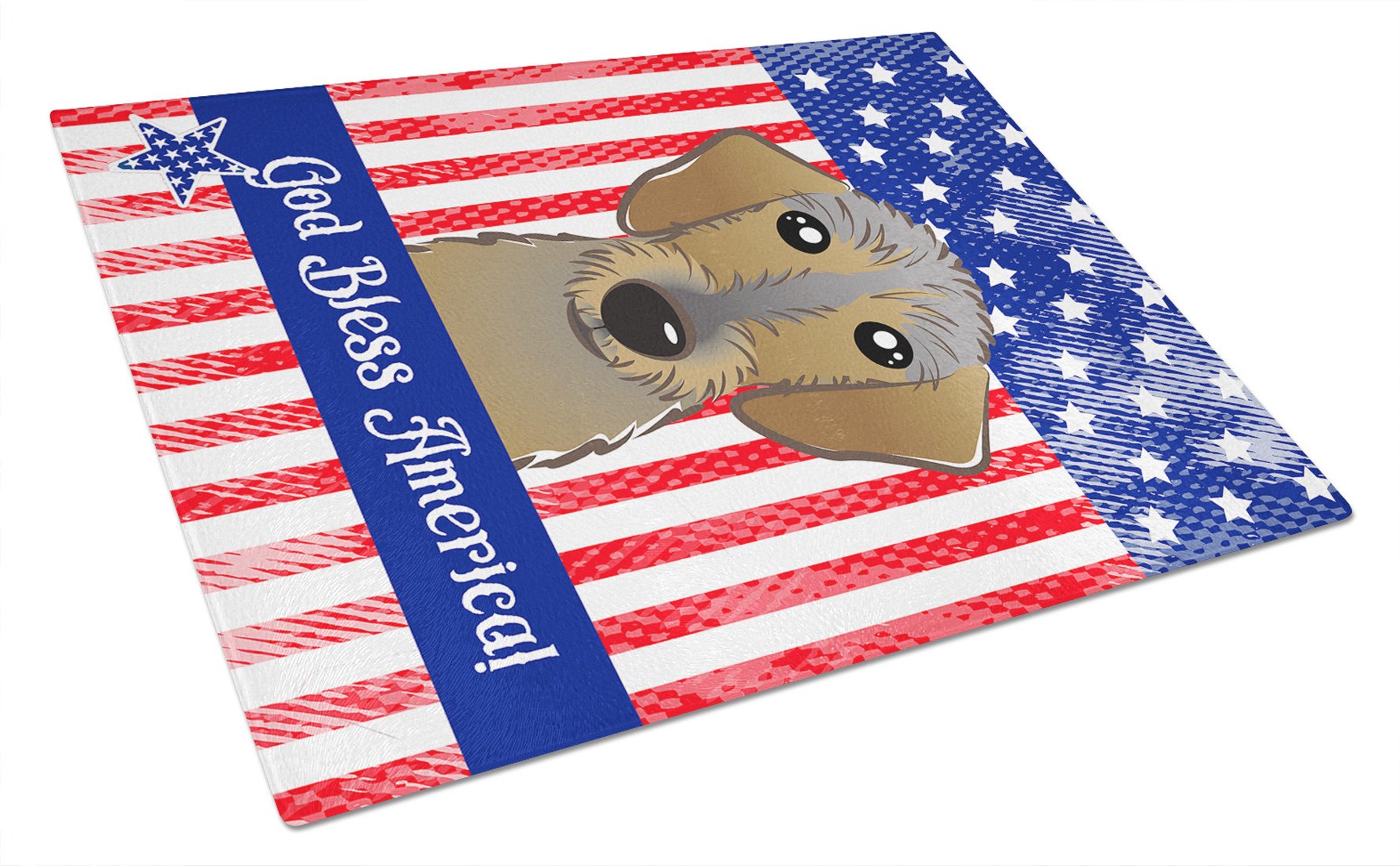 God Bless American Flag with Chocolate Labrador Glass Cutting Board Large BB2164LCB by Caroline's Treasures