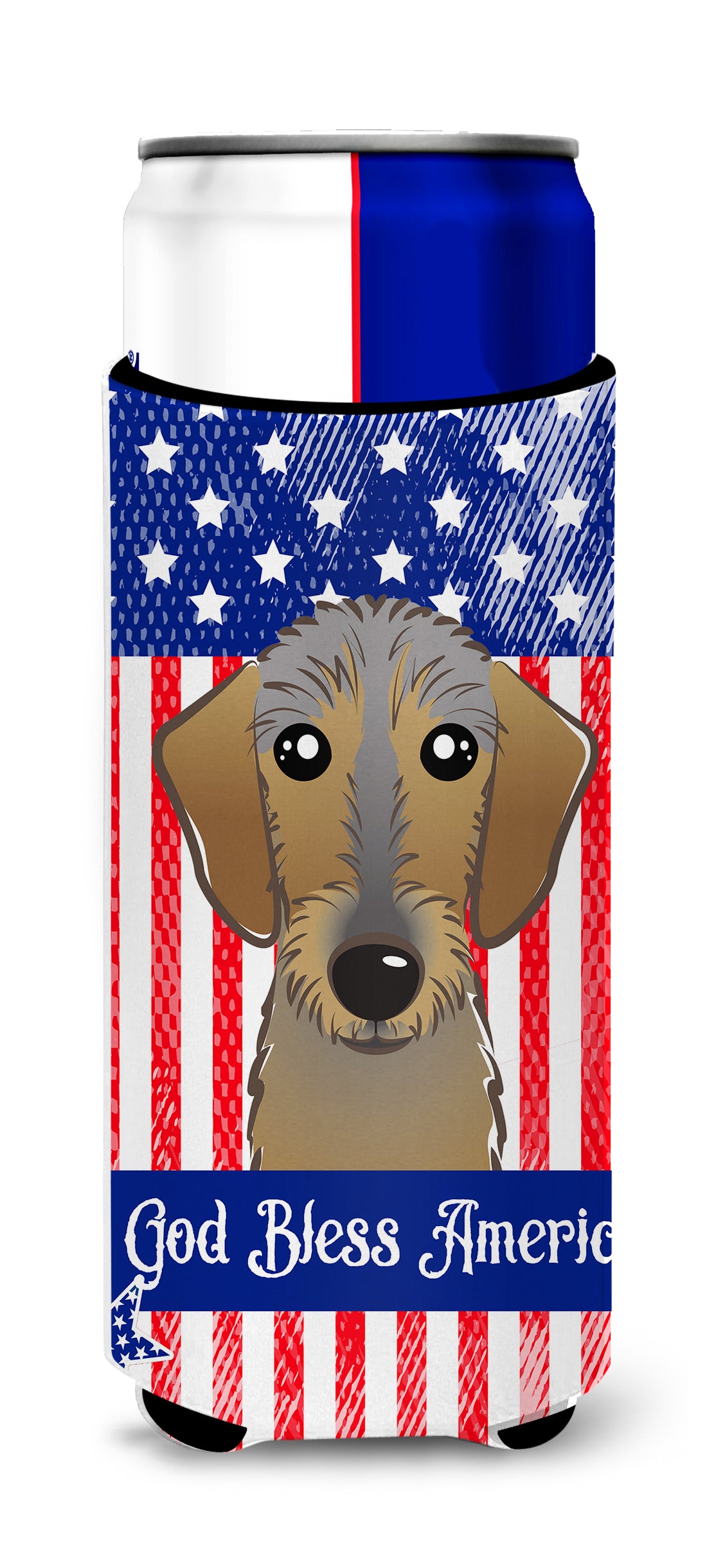 God Bless American Flag with Chocolate Labrador  Ultra Beverage Insulator for slim cans BB2164MUK