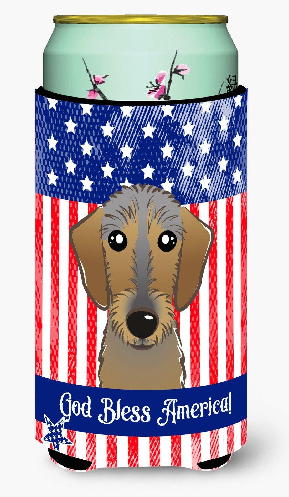 God Bless American Flag with Chocolate Labrador Tall Boy Beverage Insulator Hugger BB2164TBC by Caroline's Treasures