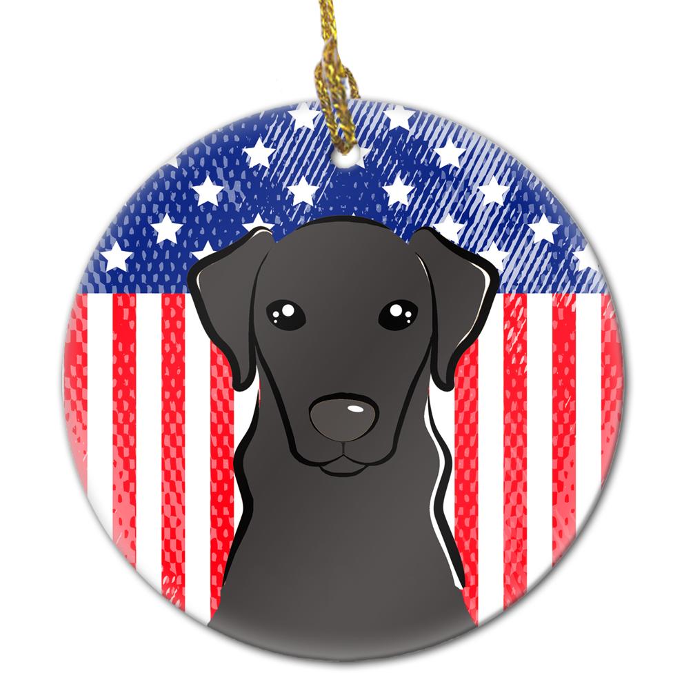 American Flag and Black Labrador Ceramic Ornament BB2165CO1 by Caroline&#39;s Treasures