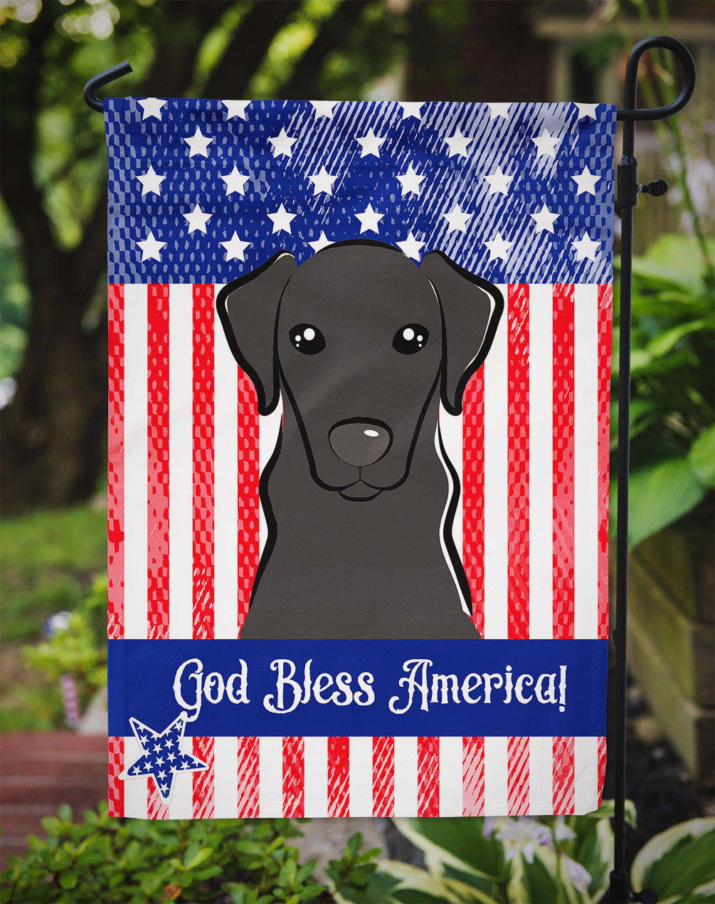 God Bless American Flag with Black Labrador Flag Garden Size BB2165GF