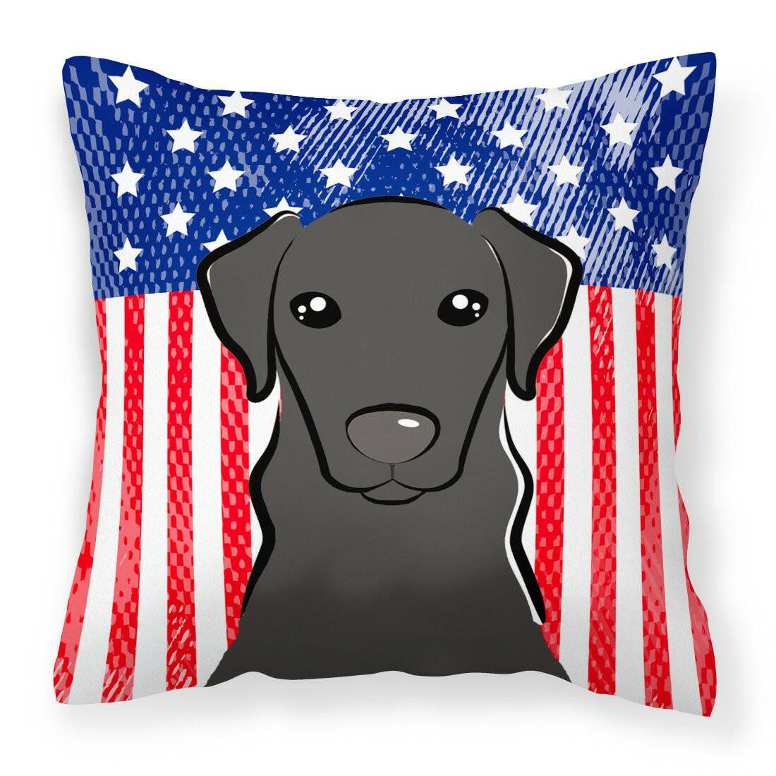 American Flag and Black Labrador Fabric Decorative Pillow BB2165PW1414 - the-store.com