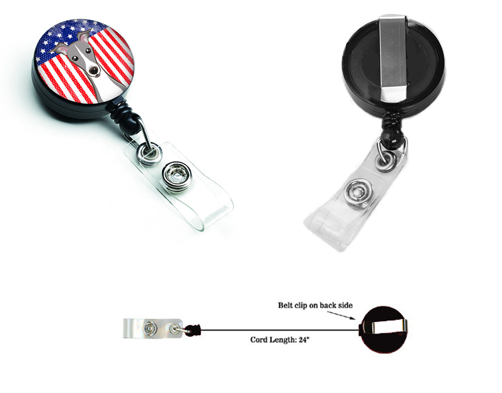 American Flag and Italian Greyhound Retractable Badge Reel BB2166BR