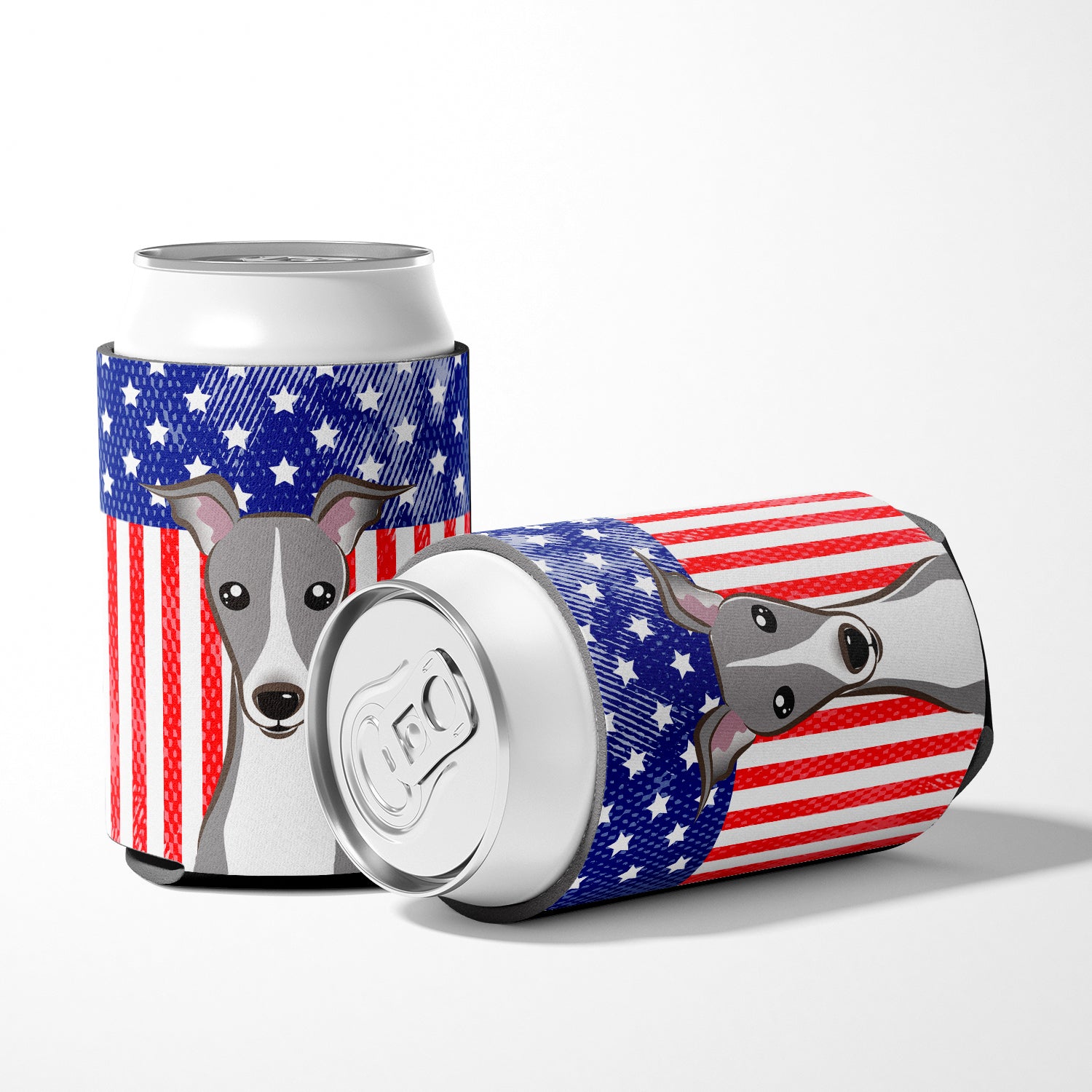 American Flag and Italian Greyhound Can or Bottle Hugger BB2166CC.