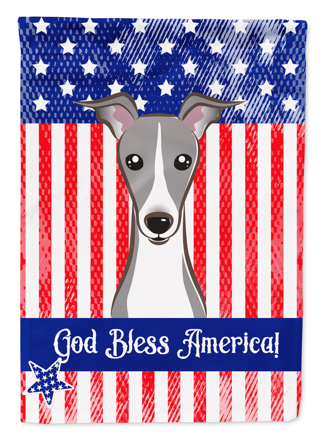 God Bless American Flag with Italian Greyhound Flag Canvas House Size BB2166CHF