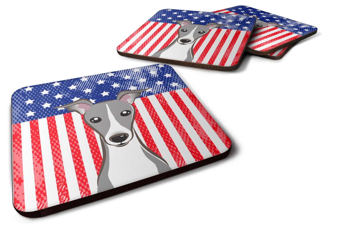 Set of 4 American Flag and Italian Greyhound Foam Coasters BB2166FC - the-store.com