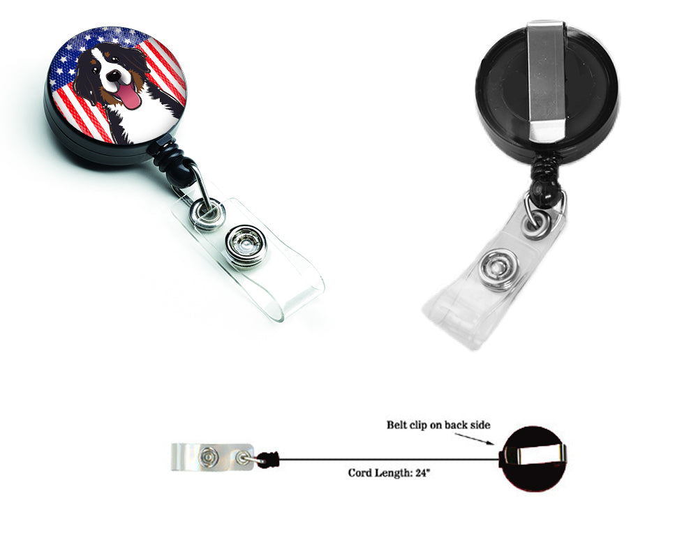 Enrouleur badge rétractable drapeau américain et bouvier bernois BB2167BR