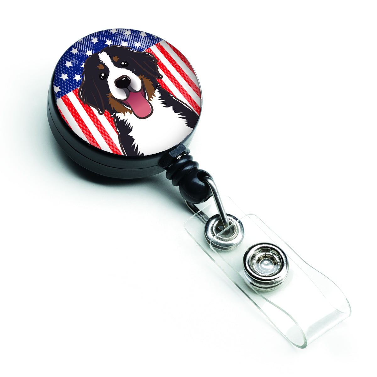 American Flag and Bernese Mountain Dog Retractable Badge Reel BB2167BR.