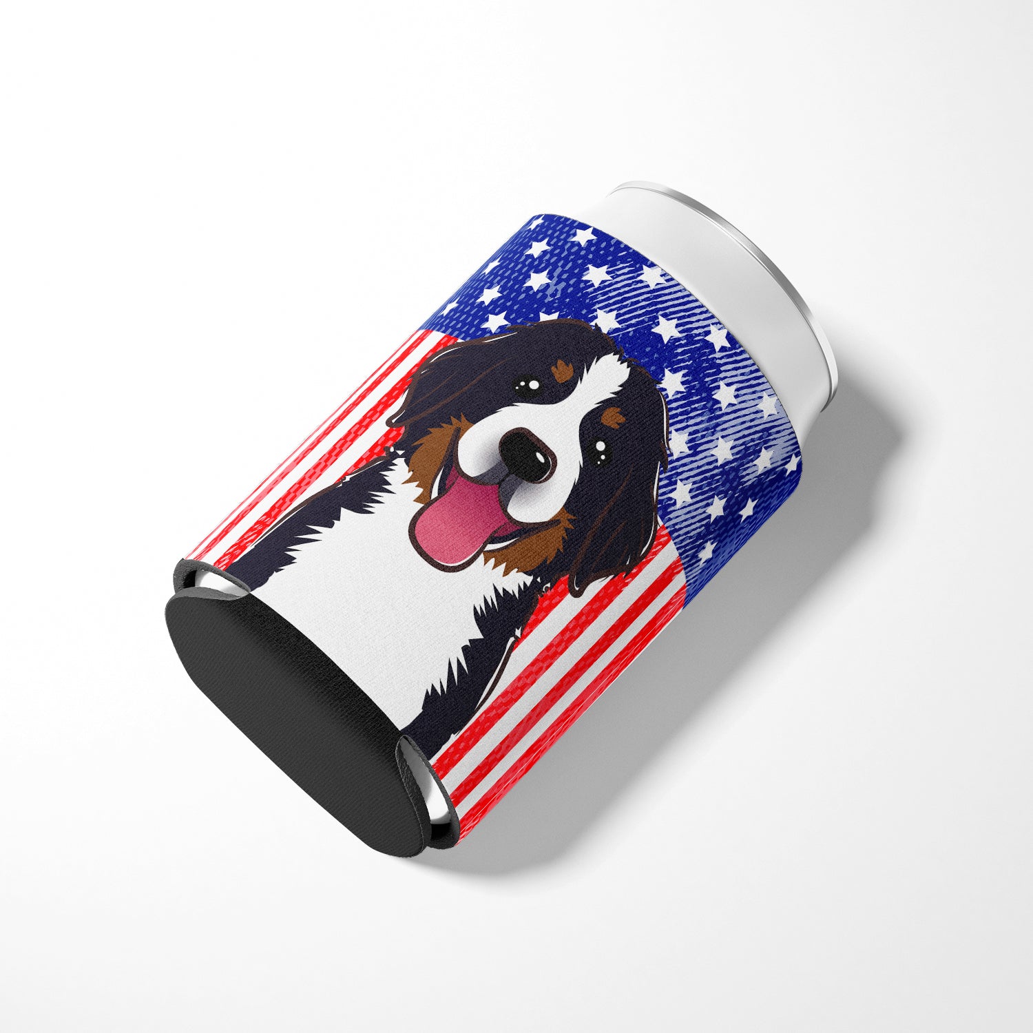 American Flag and Bernese Mountain Dog Can or Bottle Hugger BB2167CC.