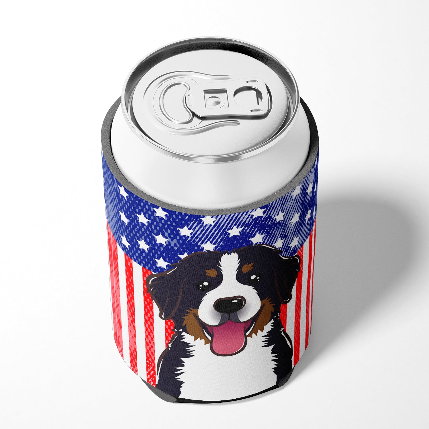 American Flag and Bernese Mountain Dog Can or Bottle Hugger BB2167CC