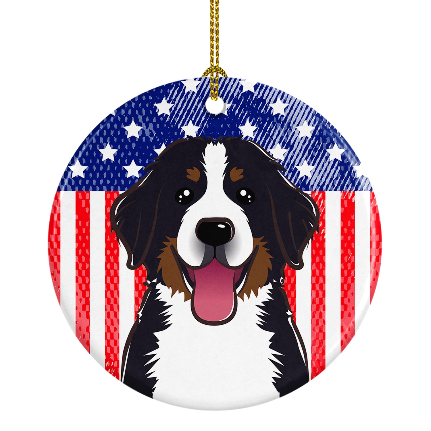 American Flag and Bernese Mountain Dog Ceramic Ornament BB2167CO1 - the-store.com
