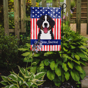 God Bless American Flag with Bernese Mountain Dog Flag Garden Size BB2167GF