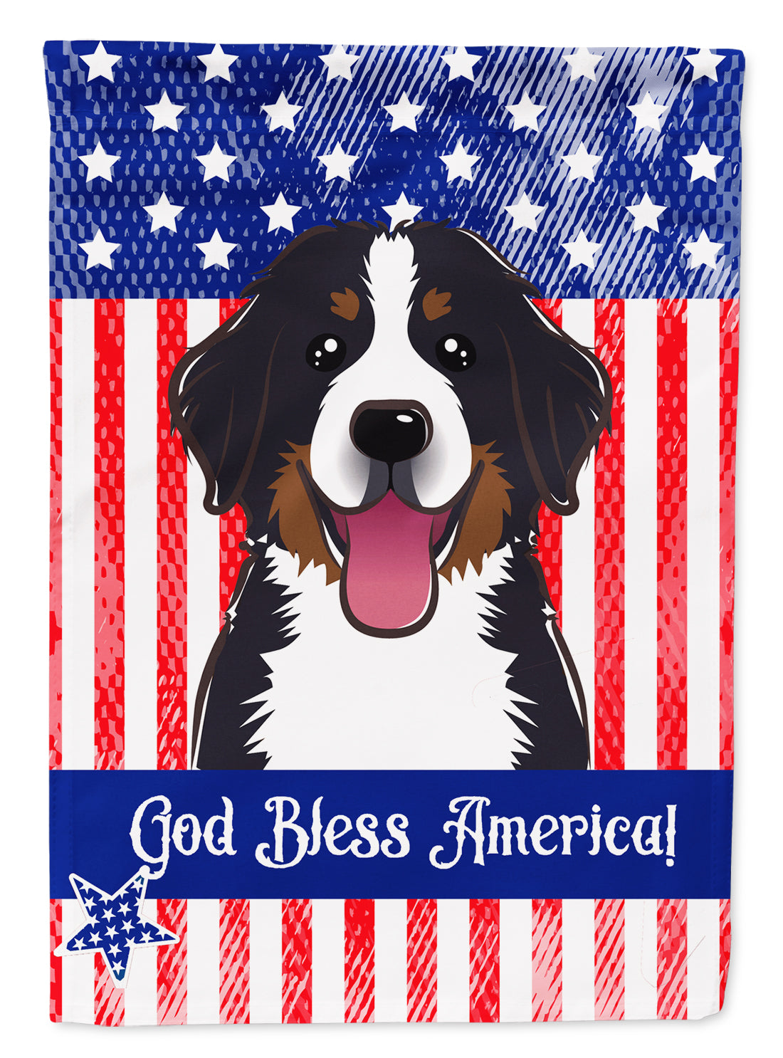 God Bless American Flag with Bernese Mountain Dog Flag Garden Size BB2167GF.