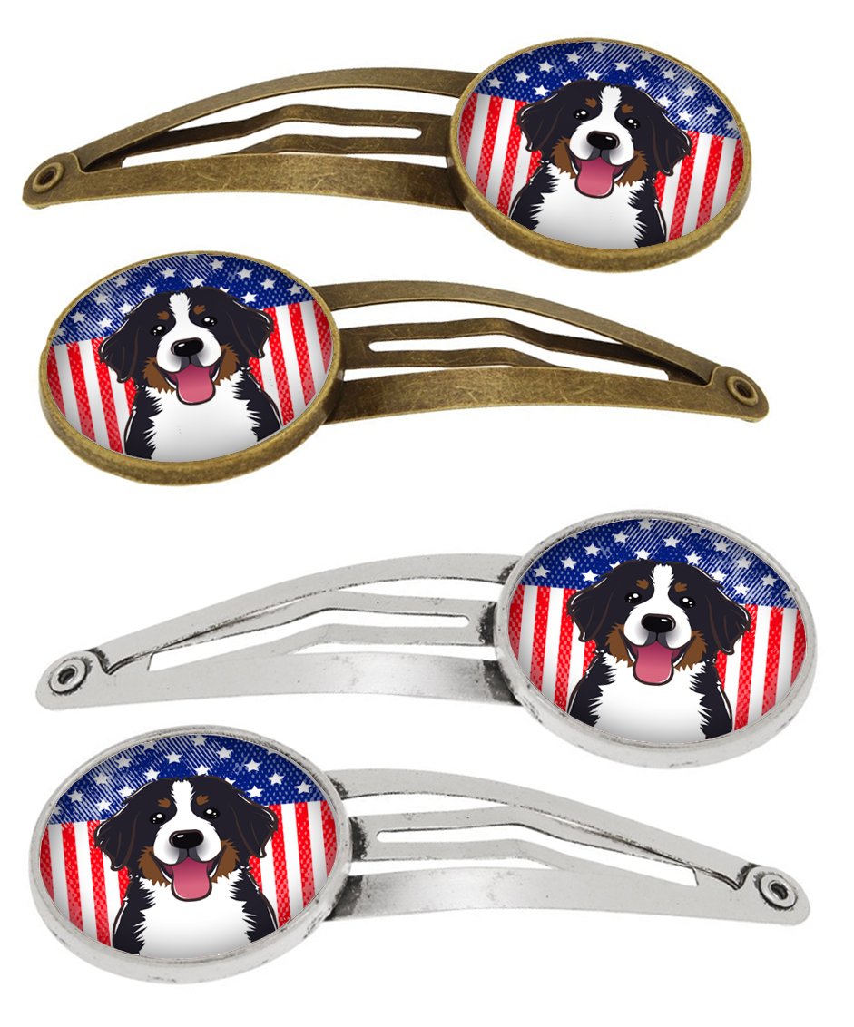 American Flag and Bernese Mountain Dog Set of 4 Barrettes Hair Clips BB2167HCS4 by Caroline&#39;s Treasures