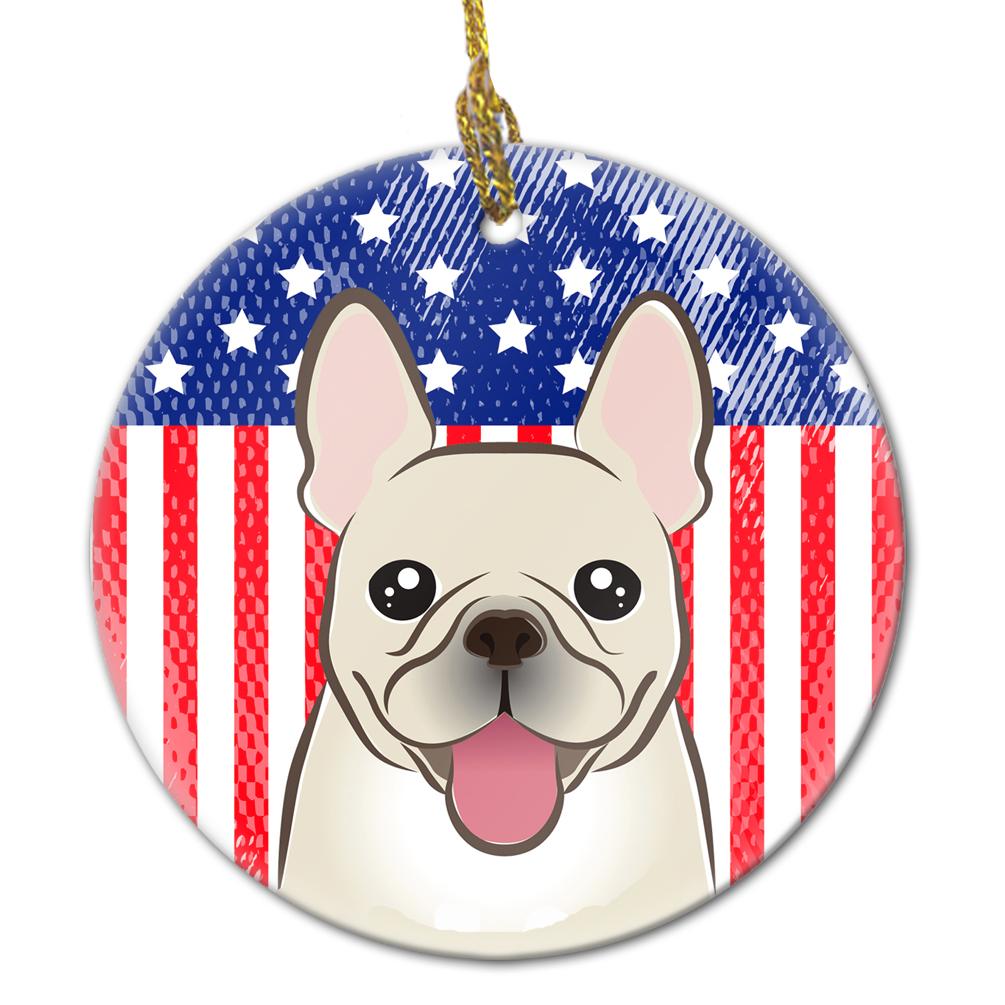 American Flag and French Bulldog Ceramic Ornament BB2168CO1 by Caroline&#39;s Treasures