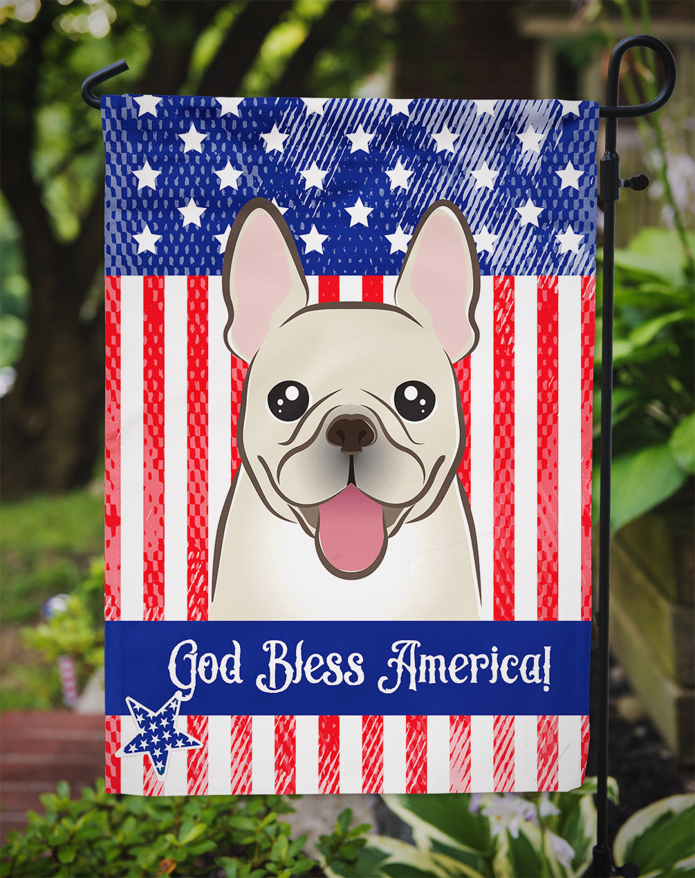 God Bless American Flag with French Bulldog Flag Garden Size BB2168GF