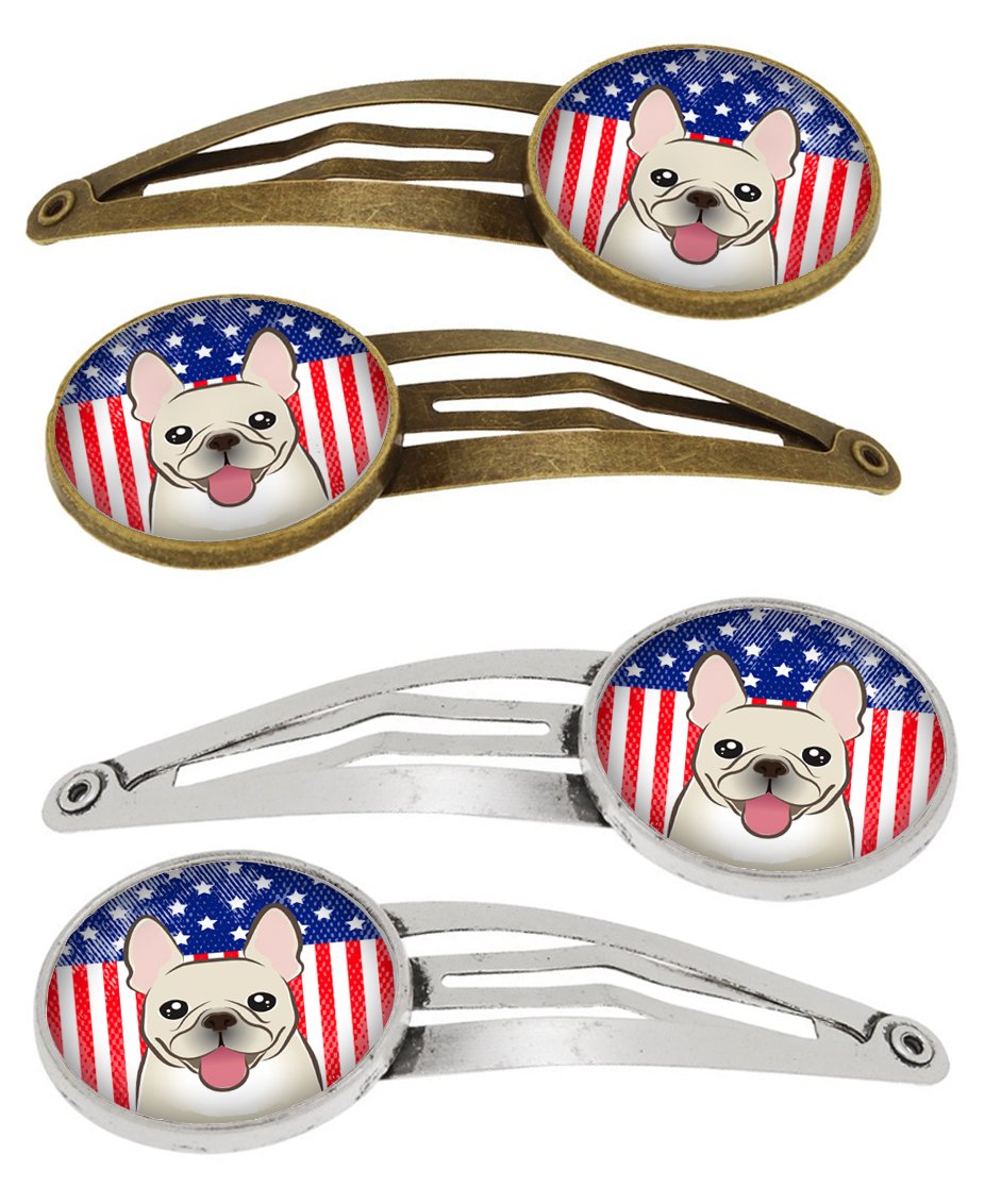 American Flag and French Bulldog Set of 4 Barrettes Hair Clips BB2168HCS4 by Caroline&#39;s Treasures