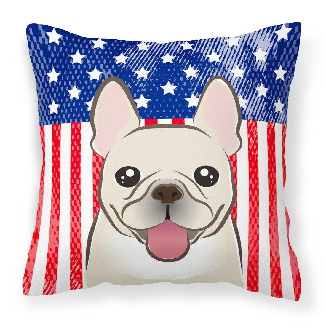 American Flag and French Bulldog Fabric Decorative Pillow BB2168PW1414 - the-store.com