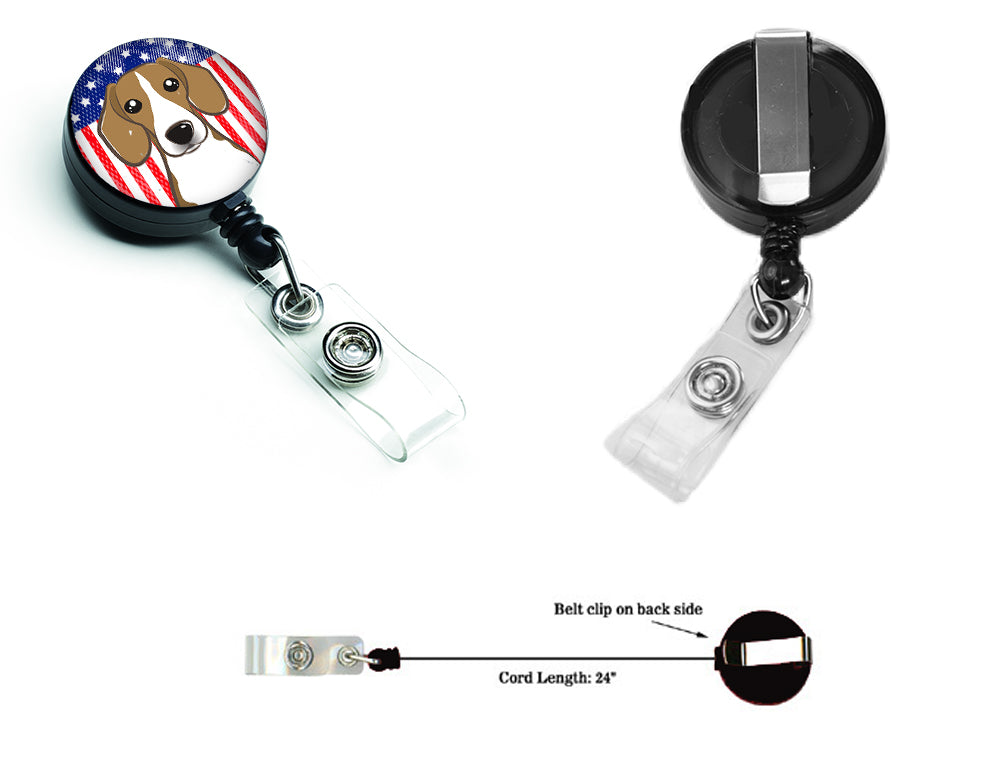 Bobine de badge rétractable drapeau américain et beagle BB2169BR