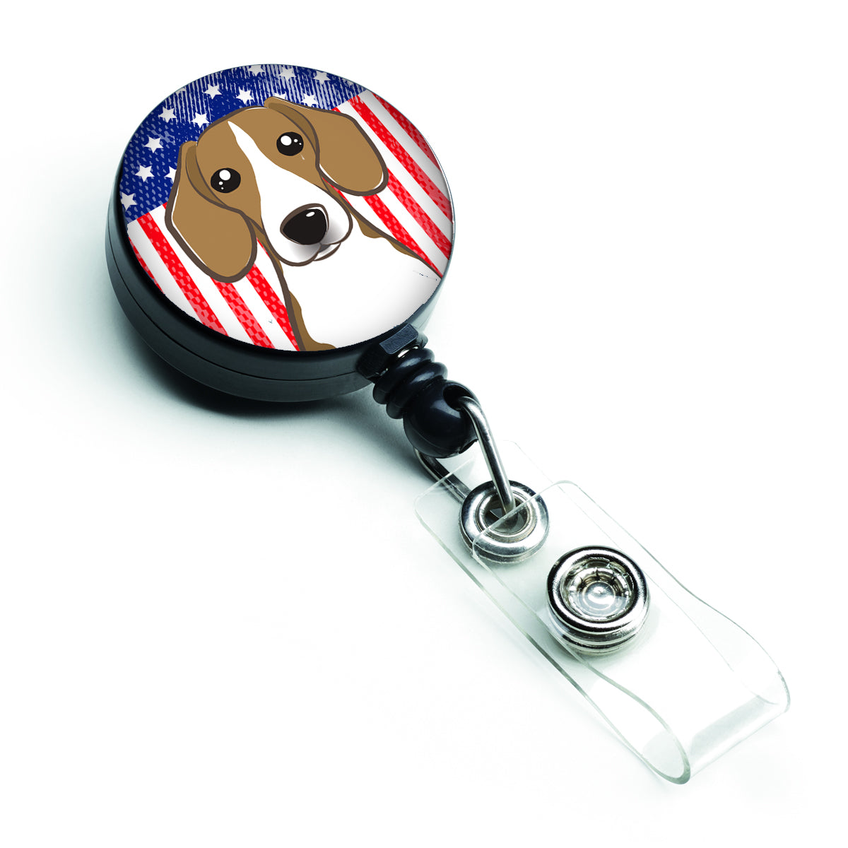 Bobine de badge rétractable drapeau américain et beagle BB2169BR