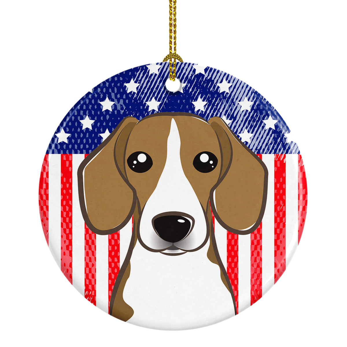 American Flag and Beagle Ceramic Ornament BB2169CO1 - the-store.com
