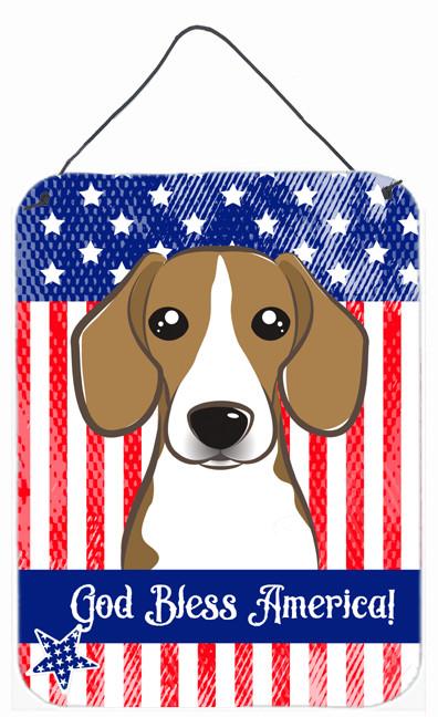 God Bless American Flag with Beagle Wall or Door Hanging Prints BB2169DS1216 by Caroline's Treasures