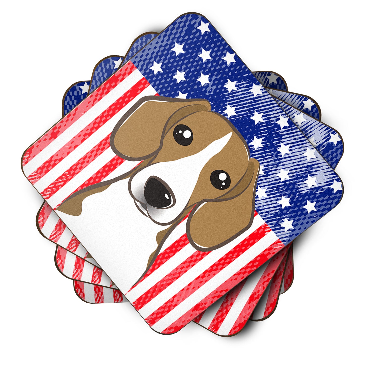 American Flag and Beagle Foam Coaster Set of 4 - the-store.com