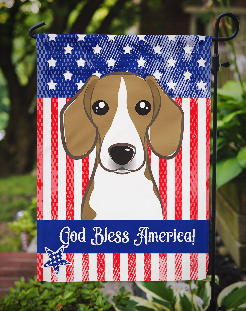 God Bless American Flag with Beagle Flag Garden Size BB2169GF