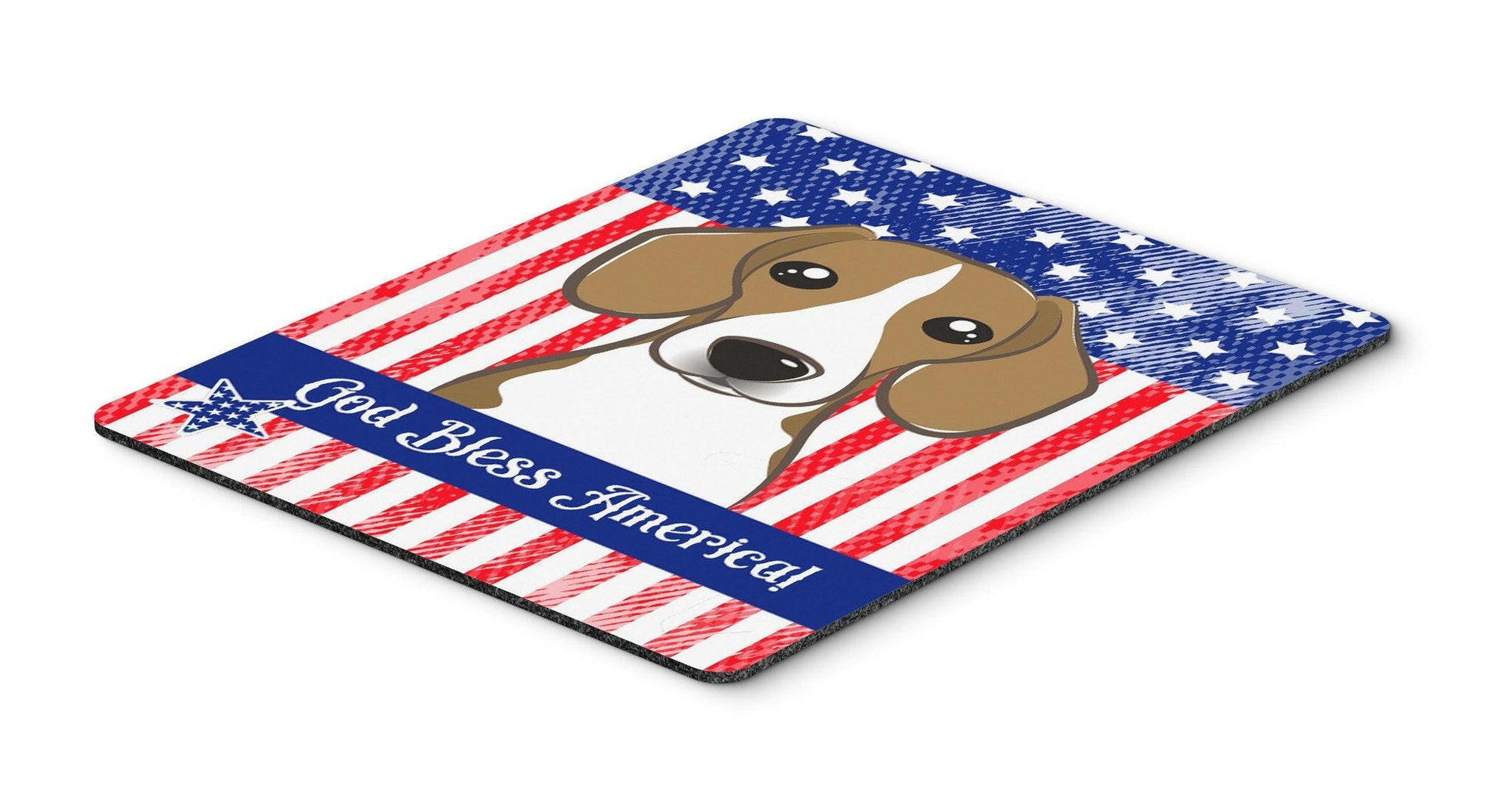 God Bless American Flag with Beagle Mouse Pad, Hot Pad or Trivet BB2169MP by Caroline's Treasures