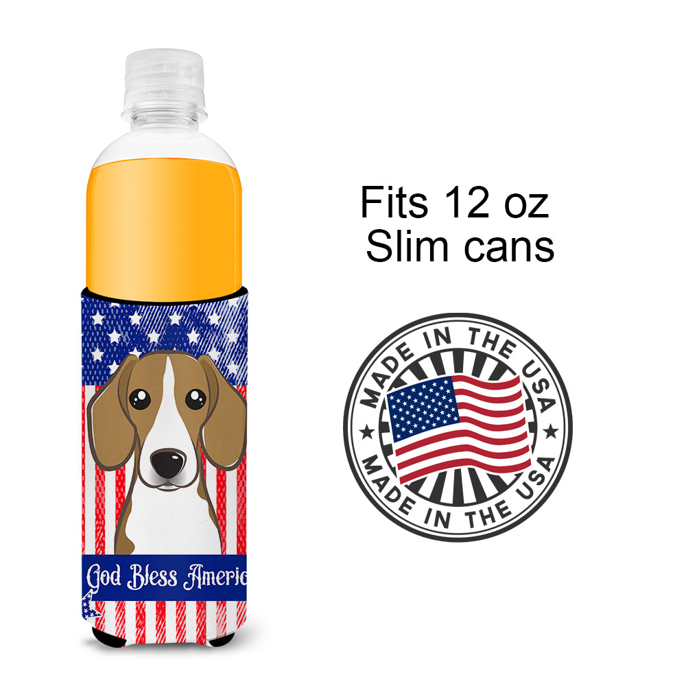 God Bless American Flag with Beagle  Ultra Beverage Insulator for slim cans BB2169MUK