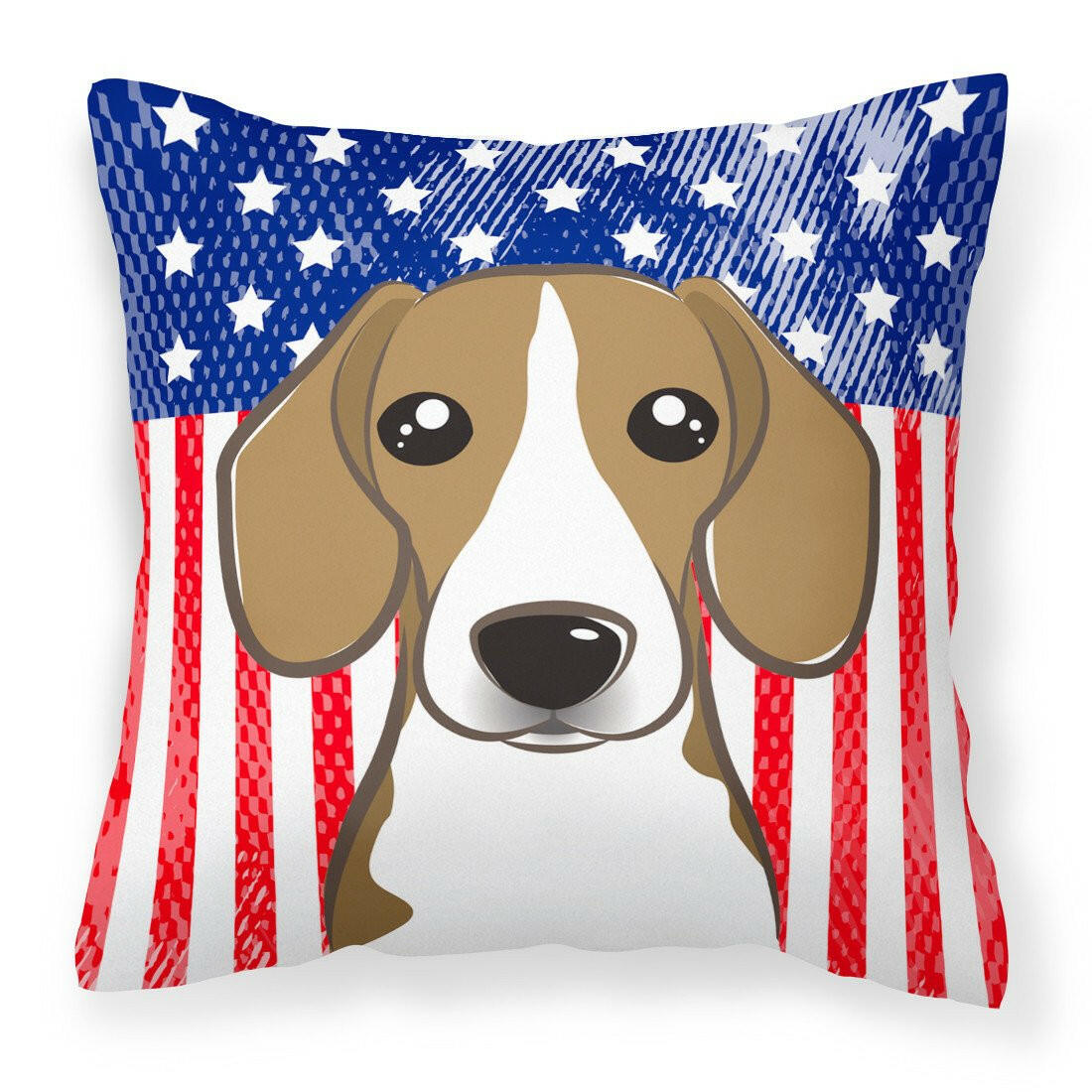 American Flag and Beagle Fabric Decorative Pillow BB2169PW1414 - the-store.com